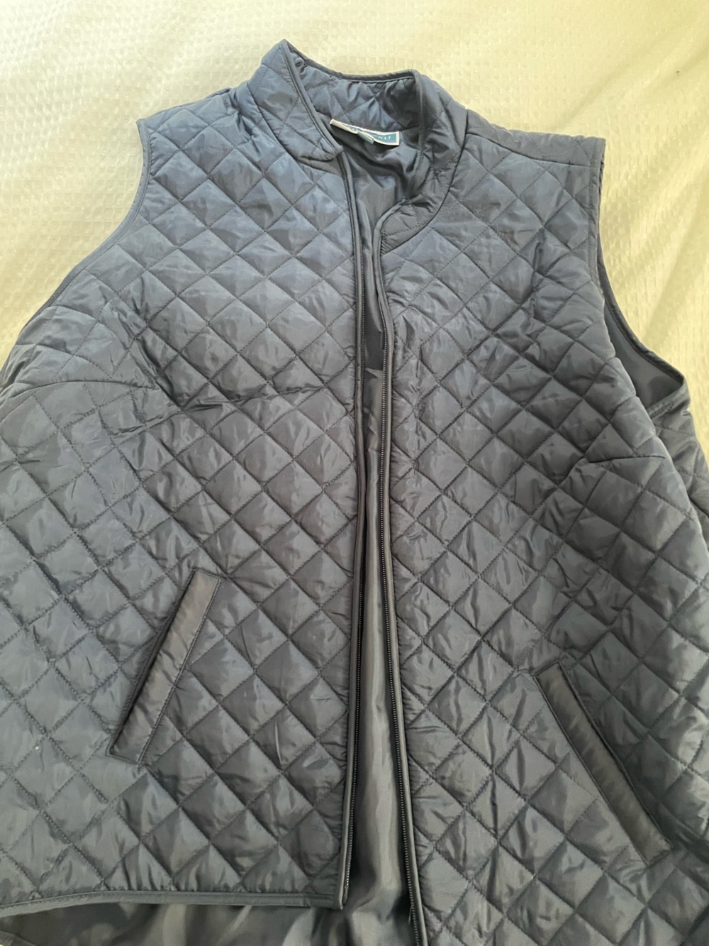 Karen Scott Quilted Zip Vest in Navy Blue